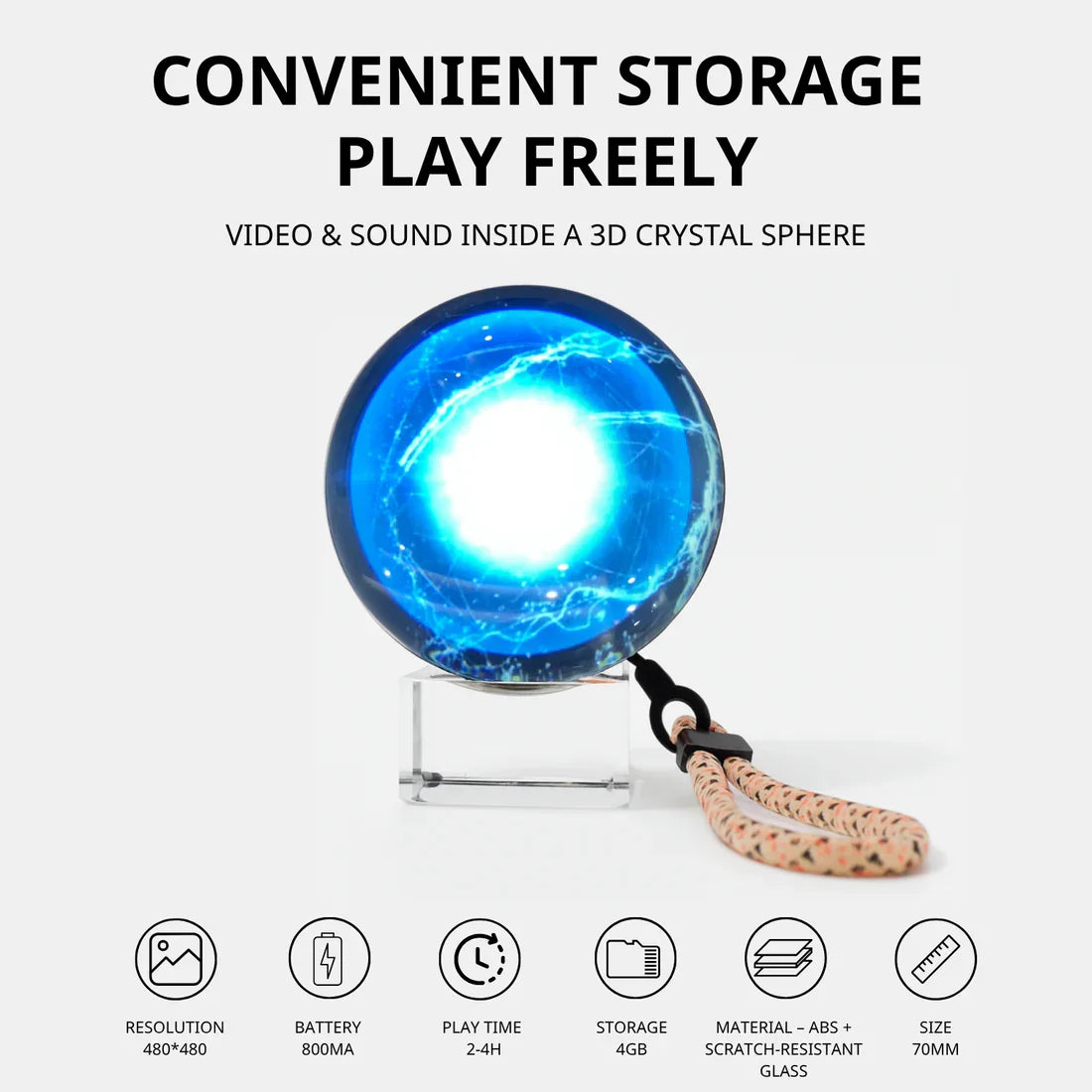 3Dcrystal Ball Video Player Display Customizable Video Glass Ball Electronic Screen Gift Perfect for Commemorating Couples, Pets